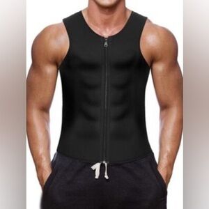 Waist Trainer Vest Sauna Neoprene Mens Size Small Unisex Hot Suit Black Full Zip